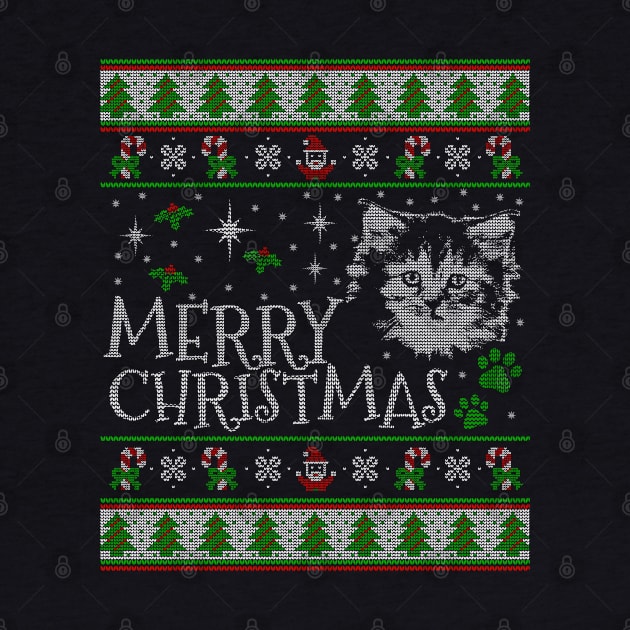 Cute Maine Coon Christmas Cat Santa Claus Retro Knitted Design Christmas Maine Coon T-Shirt Sweater Hoodie Iphone Samsung Phone Case Coffee Mug Tablet Case Gift by giftideas